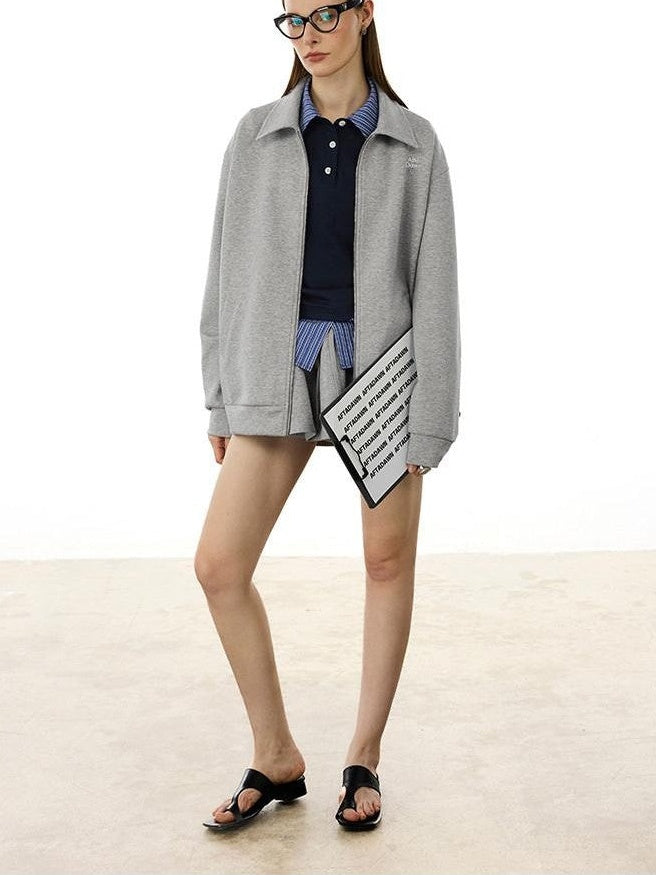 AFTADAWN Gray Air Layer Zip Polo Tulip Skirt Women&
