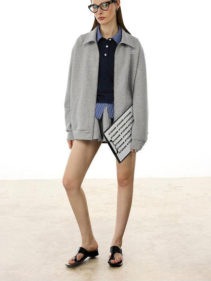 AFTADAWN Gray Air Layer Zip Polo Tulip Skirt Women&
