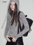 ALINNV Vintage Polka Dot Tie Detail Cropped Long Sleeve Women&
