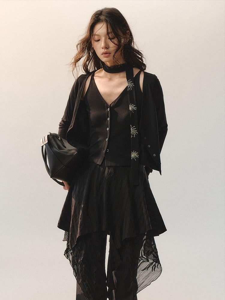 AnnoMundi Embroidered Modal Blend Casual Slim Cuffed Short Sleeve Women Knit Cardigans