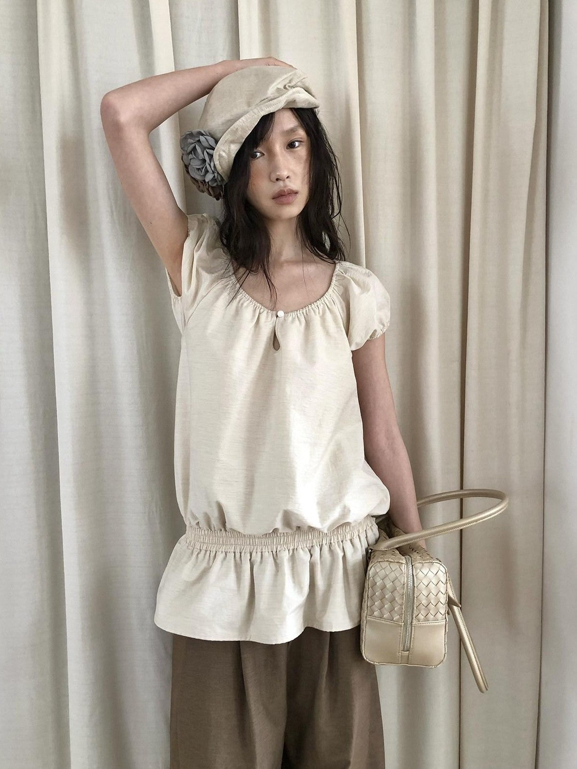Dorydory Ivory Vintage Puff Sleeve Women&
