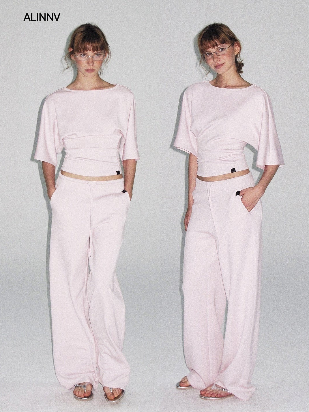 ALINNV Wide Sleeve Cinched Waist Loose Fit Women&