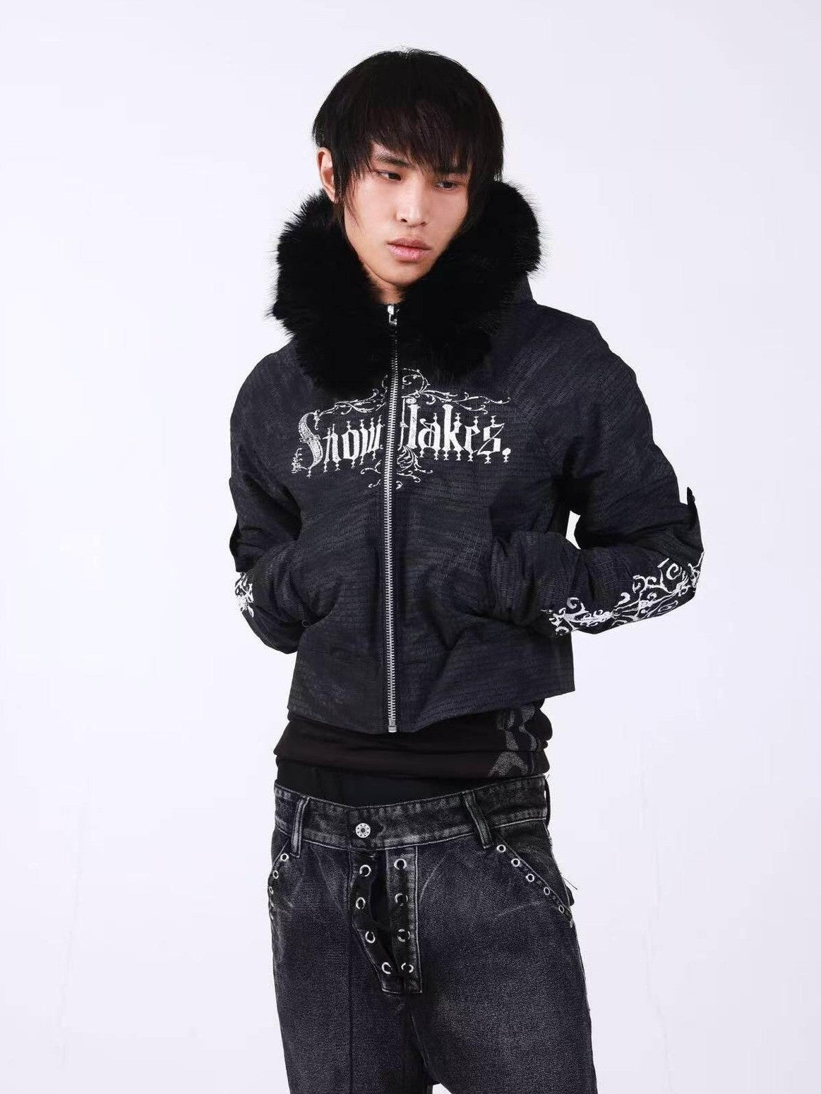 DETW onLine Washed Distressed Fur Trim Knight Eagle Women&