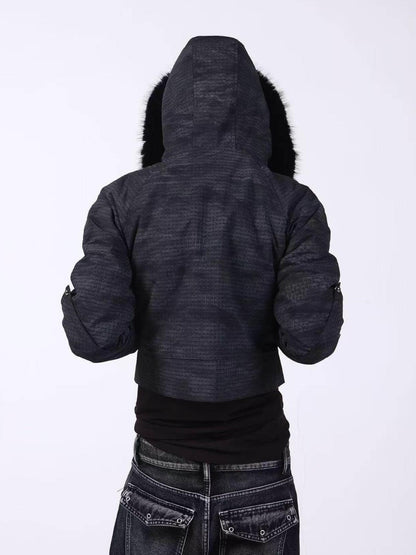DETW onLine Washed Distressed Fur Trim Knight Eagle Women&