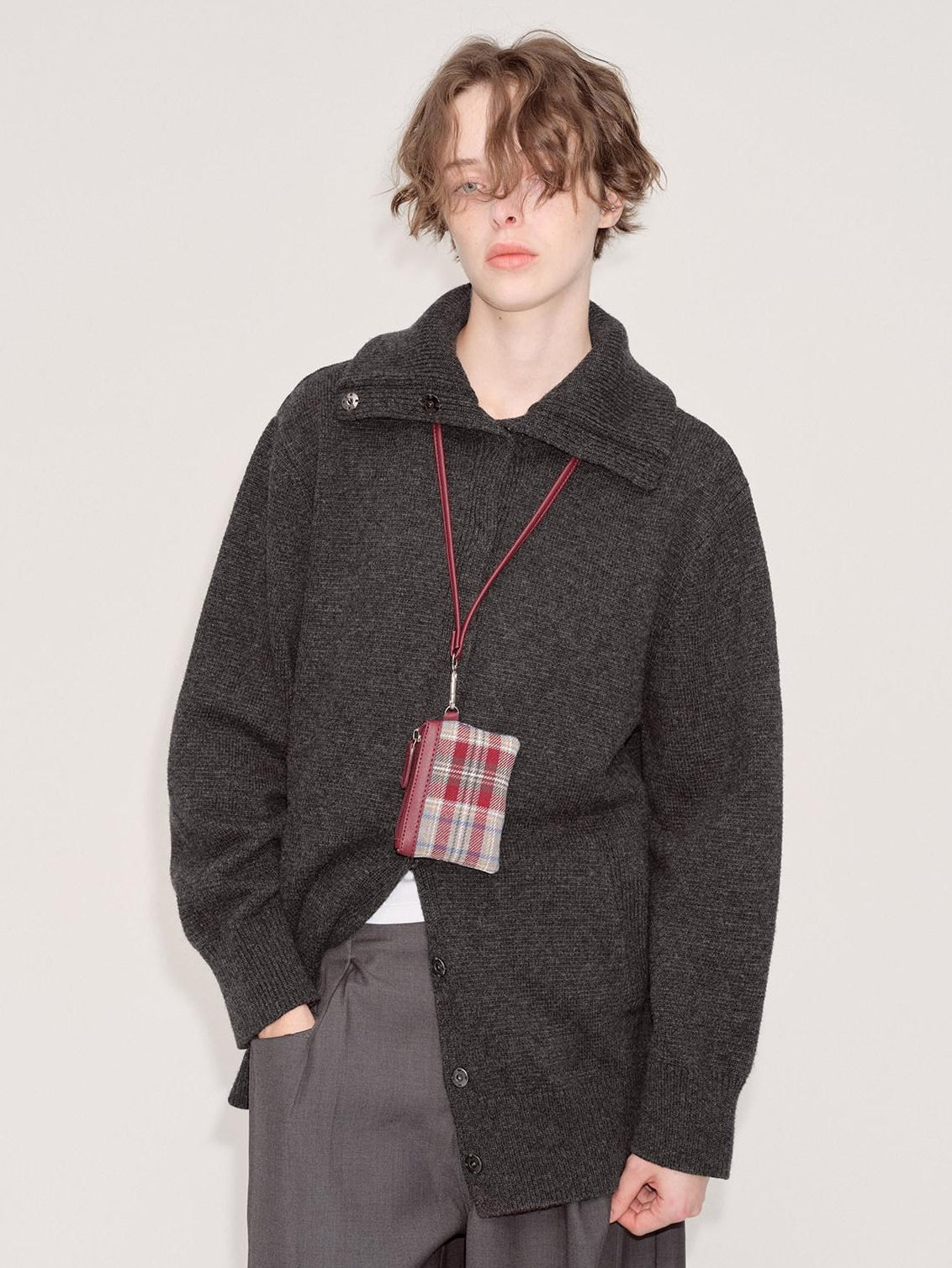 RUN TO THE FUTURE Cozy High Collar Loose Single Button Office Women Paris Grey Cardigan Overcoats