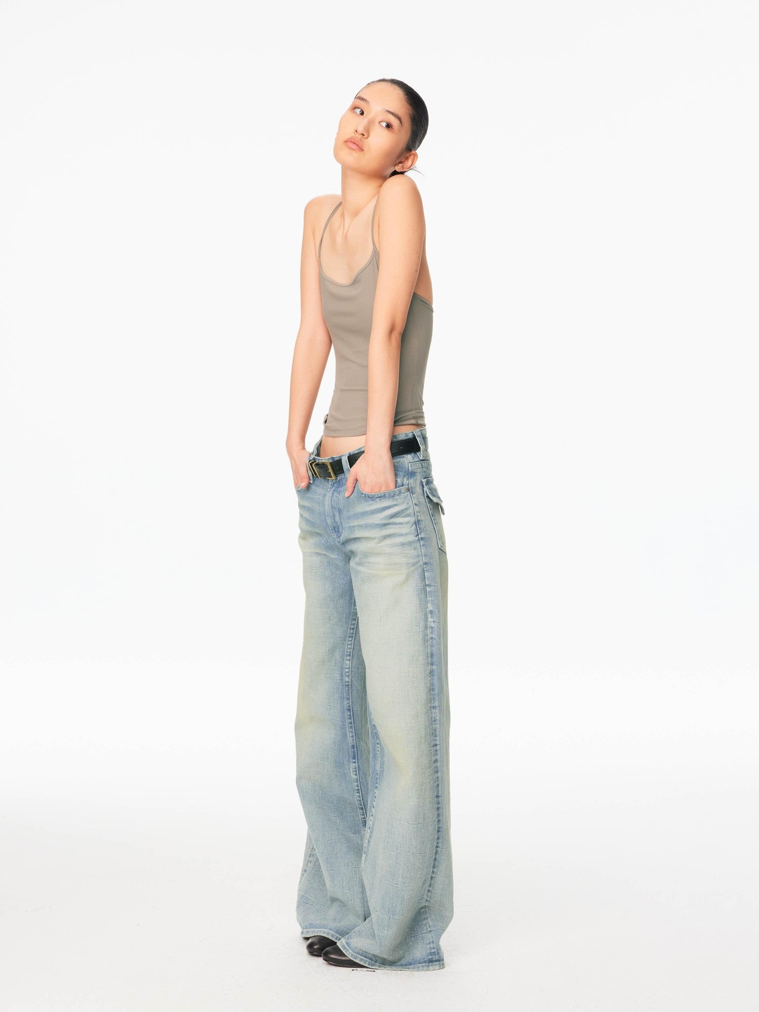 Northbutsouth Dusty Rose Whisker Fade Wave Wash Red Selvedge Women&