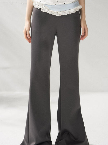 7Shiftin High Waist Minimal Commuter Micro Flare Women Office Dark Gray Flared Pants