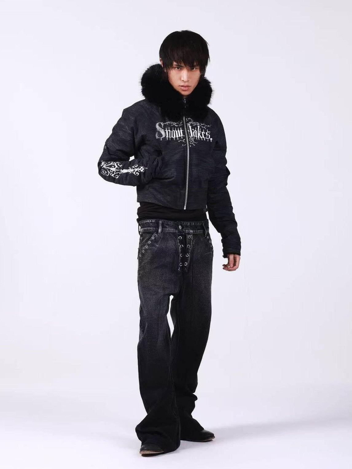 DETW onLine Washed Distressed Fur Trim Knight Eagle Women&