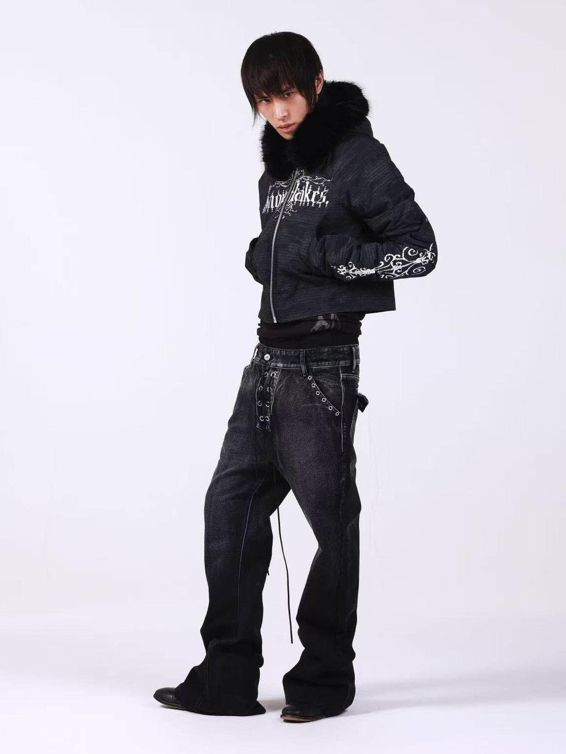 DETW onLine Washed Distressed Fur Trim Knight Eagle Women&