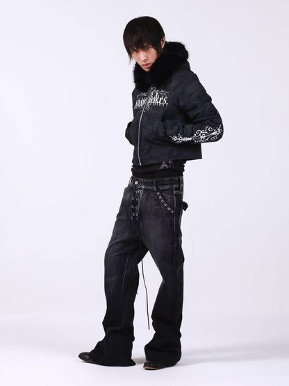 DETW onLine Washed Distressed Fur Trim Knight Eagle Women&