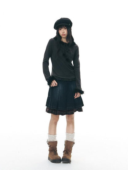 NAPSNAPS Deep Gray White Fuzzy Splice Women&