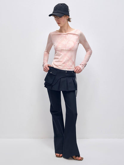 RUN TO THE FUTURE Pocketed Low Waist Micro Flare Slim Fit Women Zipper Poly Cotton Skorts
