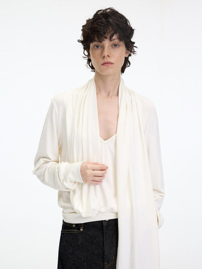RUN TO THE FUTURE Soft Modal Casual Slim Fit Backless V-neck Raglan Women Long Sleeve T-Shirts