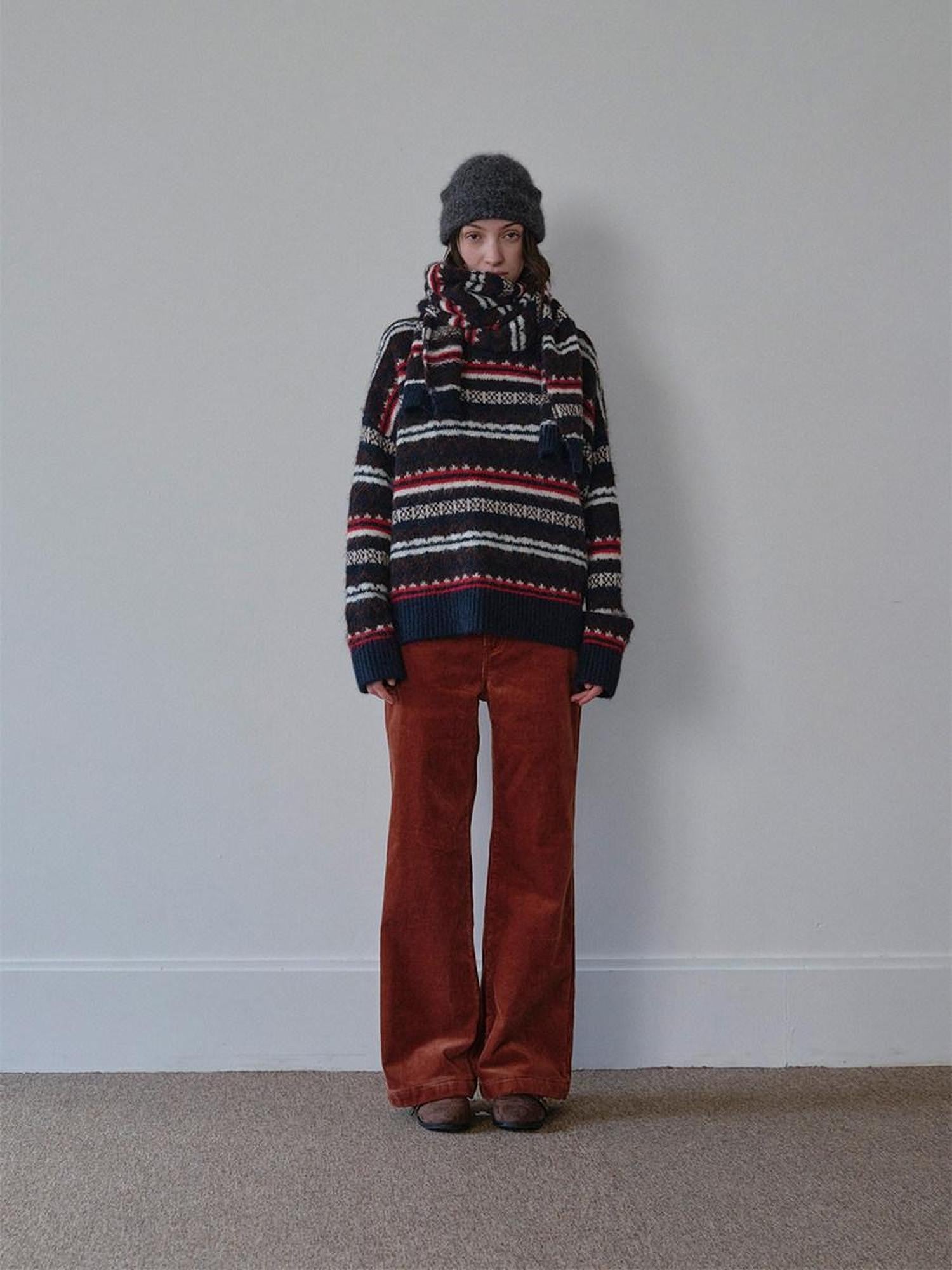 DKZ OFFICIAL Corduroy Orange Solid Pocket Button Women&