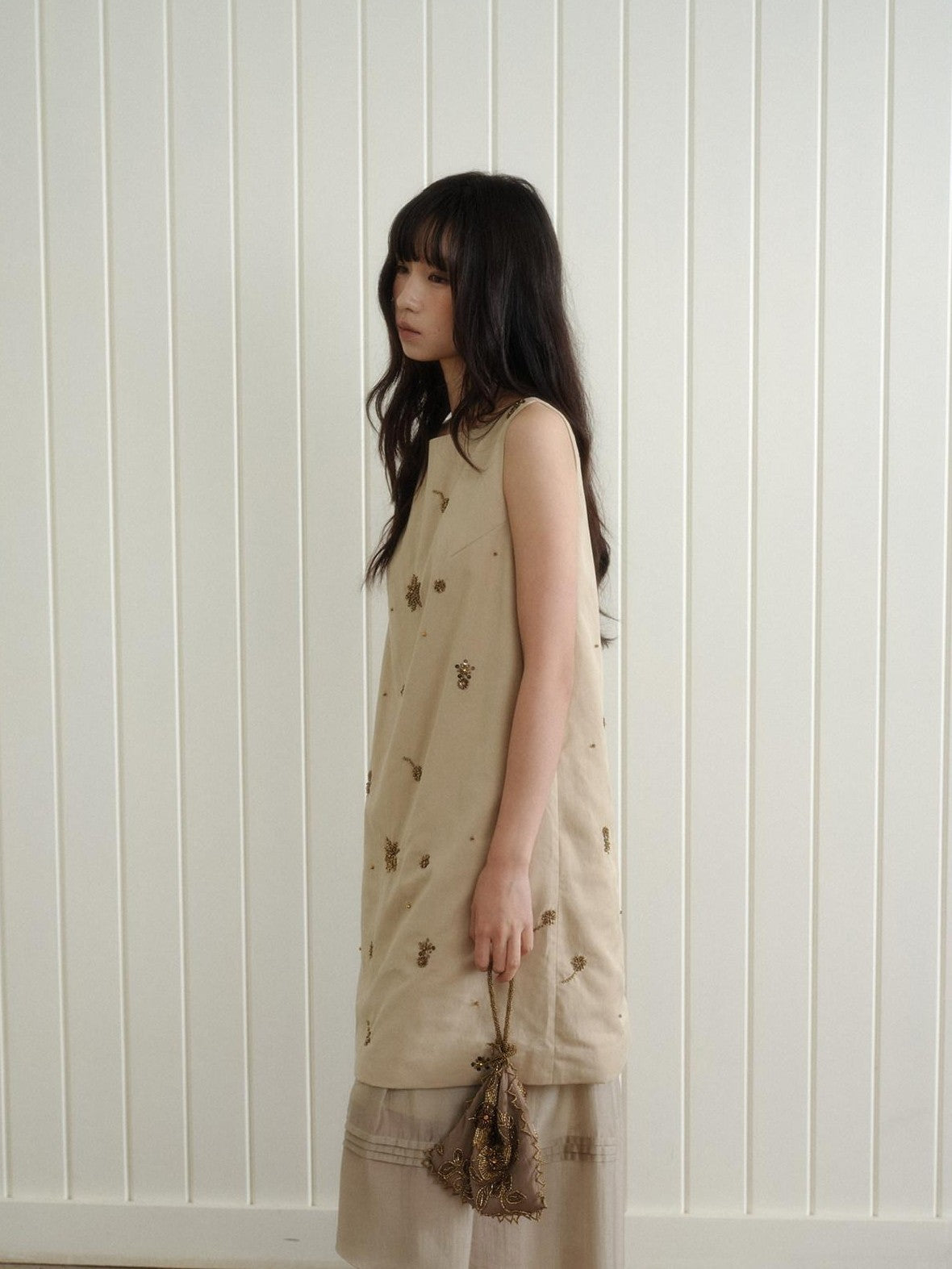 Dorydory Beaded Sleeveless Vest A Line Layered Women&