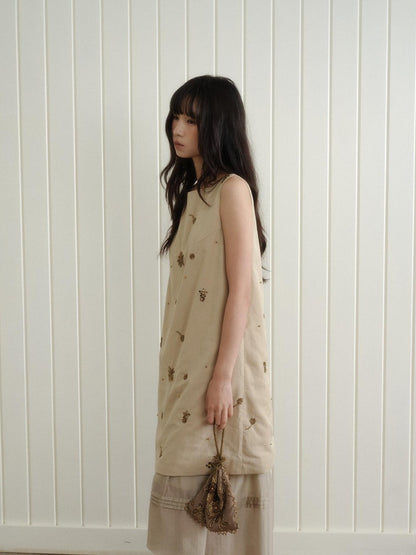 Dorydory Beaded Sleeveless Vest A Line Layered Women&