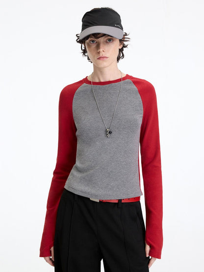 RUN TO THE FUTURE Slim Fit Casual Raglan Sleeve Striped Crew Neck Women Long Sleeve T-Shirts