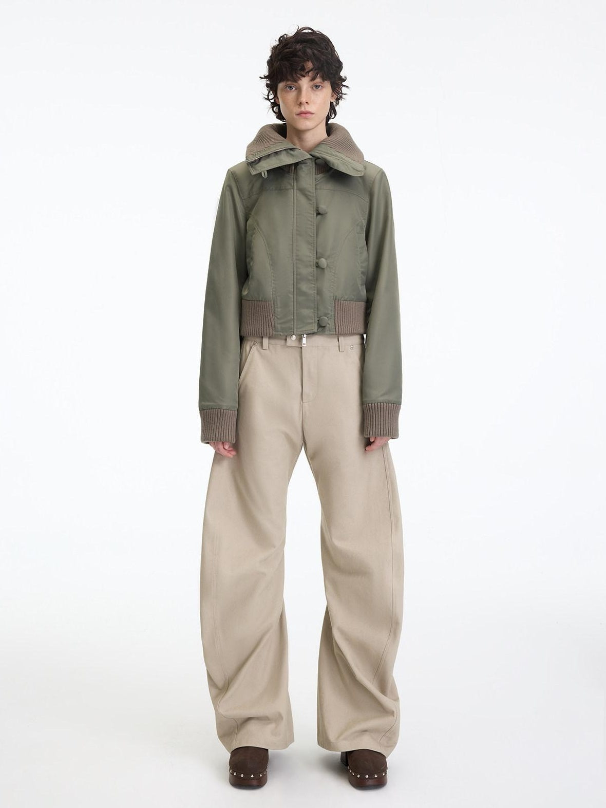 RUN TO THE FUTURE Chinos femme 100 % coton, coupe décontractée sculptée, taille mi-basse, jambes droites