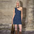 The NeverMore High Waist Cotton Halter Sleeveless A Line Tiered Street Blue Mini Dresses