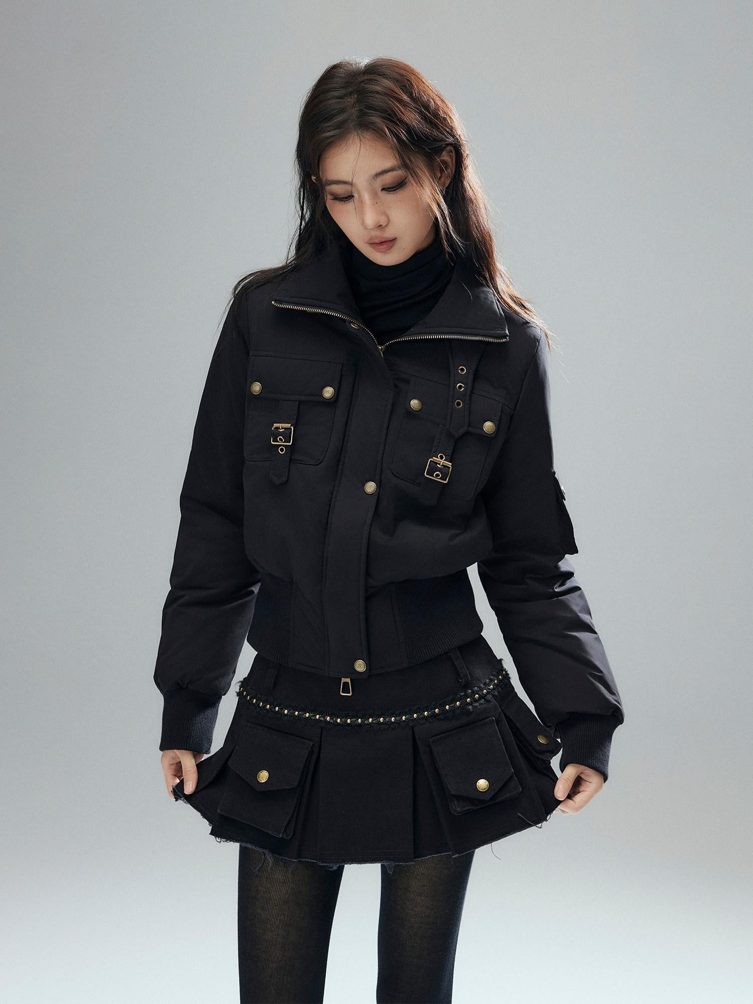 Low pixel 100% Cotton Low Waist Pleated A Line Sexy Women Daily Black Mini Skirts