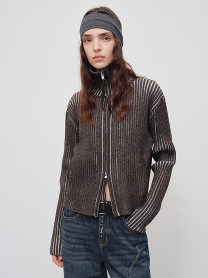 RUN TO THE FUTURE Soft Knit Zip Front Loose Fit Long Sleeve Everyday Black Cardigans
