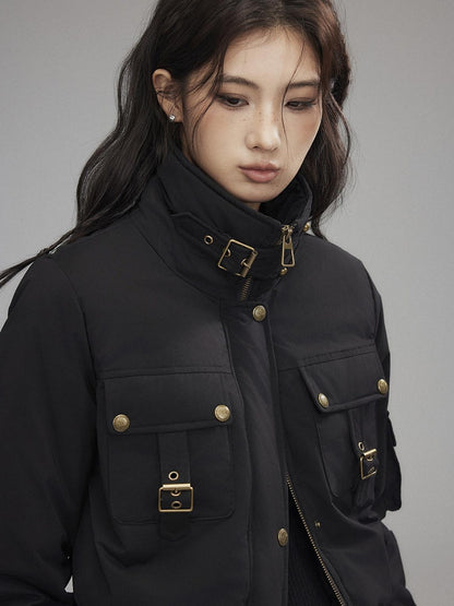 Low pixel 90 Percent White Duck Down Warm Casual Cinched Waist Women Everyday Down Jackets