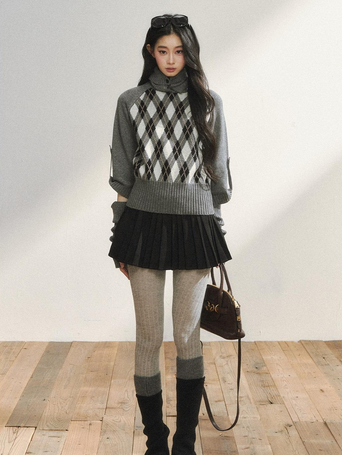 7Shiftin Cozy Vintage Slim Fit Turtleneck Pullover Women Plaid Knitwear Tops Sweaters