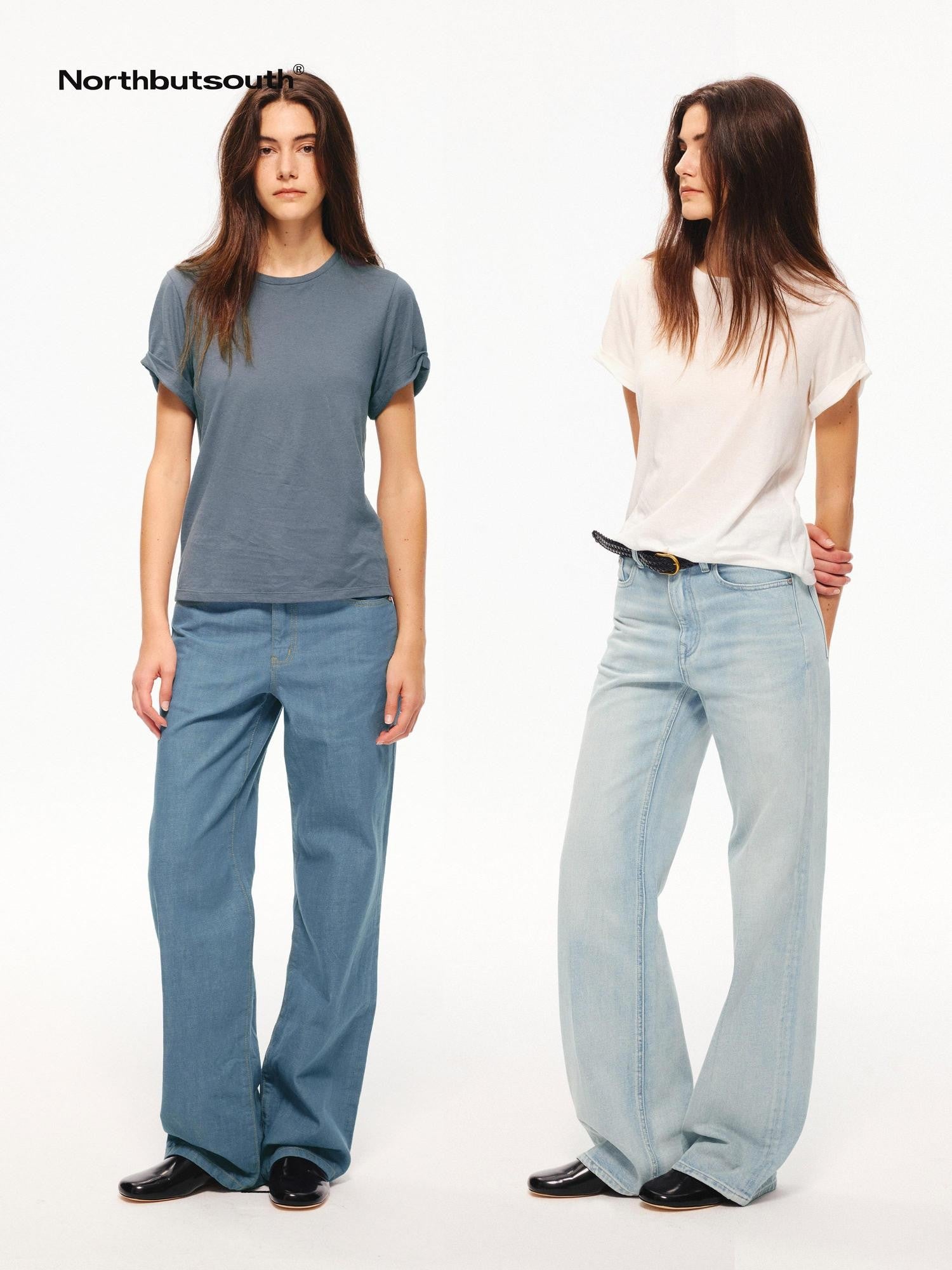 Northbutsouth Textured Crewneck Folded Cuff Loose Women&