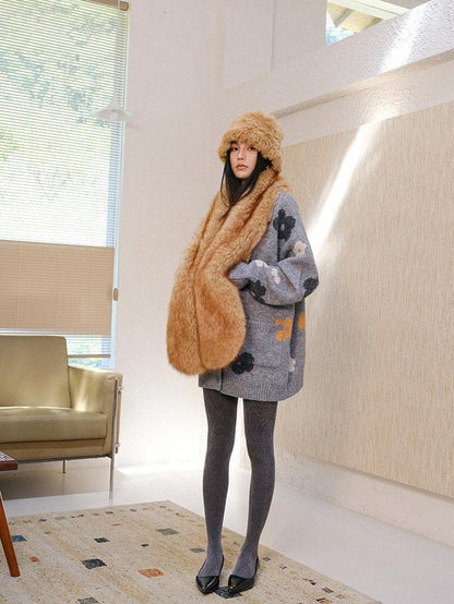 FU FRESH UP Hand Painted Floral Jacquard Relaxed Oversized Women&