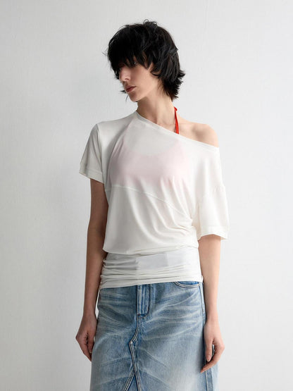 RUN TO THE FUTURE Breathable Modal Slim Fit Boat Neck Casual Women Solid Short Sleeve T-Shirts