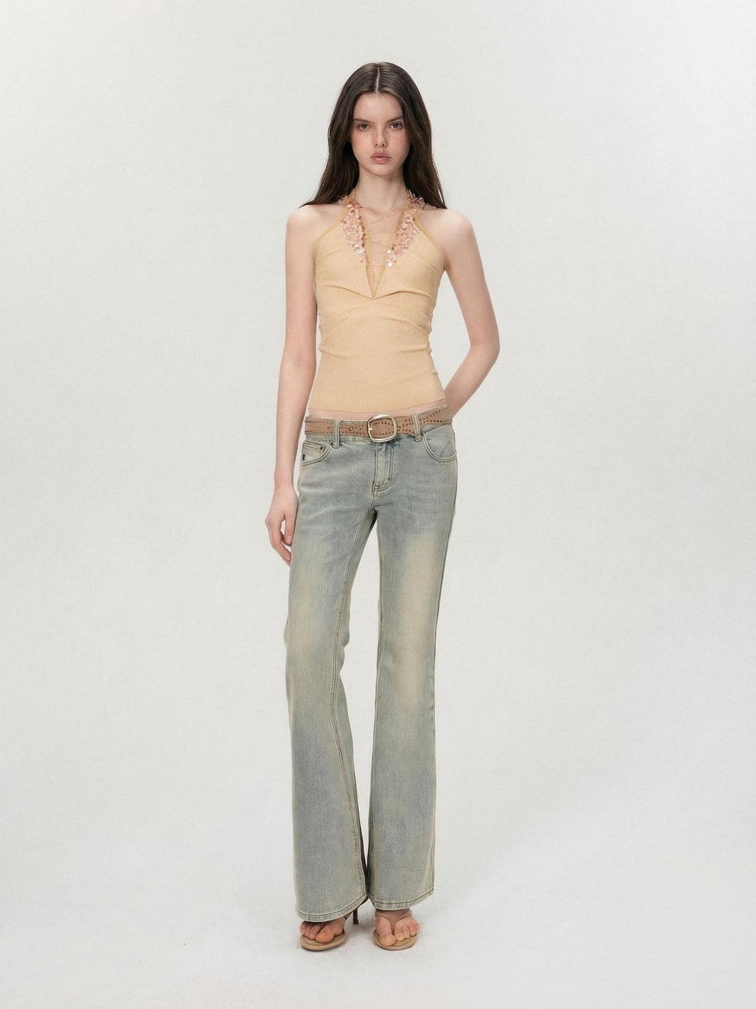 The NeverMore Lightweight Stretch No Padding Y Back Wide Strap Slim Cropped Women Camisoles