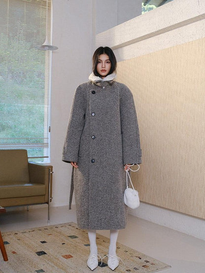 FU FRESH UP Minimalist Detachable Fur Collar Button Tie Women&