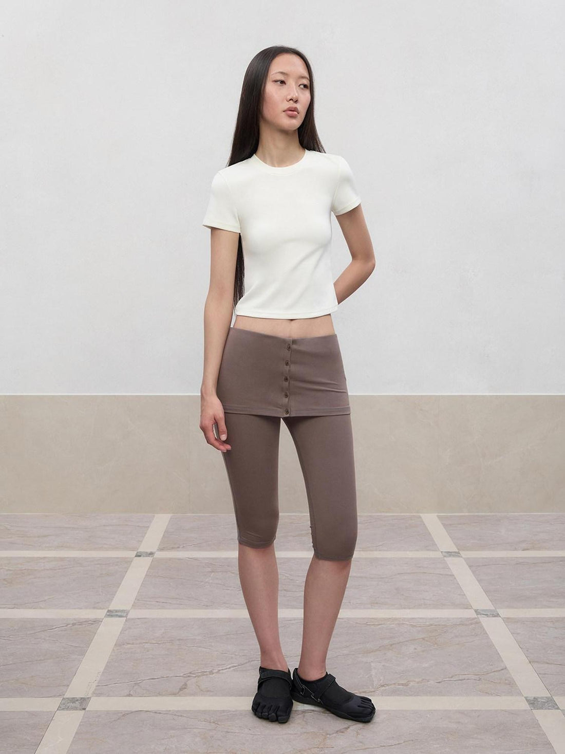 RUN TO THE FUTURE Cooling Modal Casual Slim Fit Crew Neck Short Sleeve Women Crop Tops