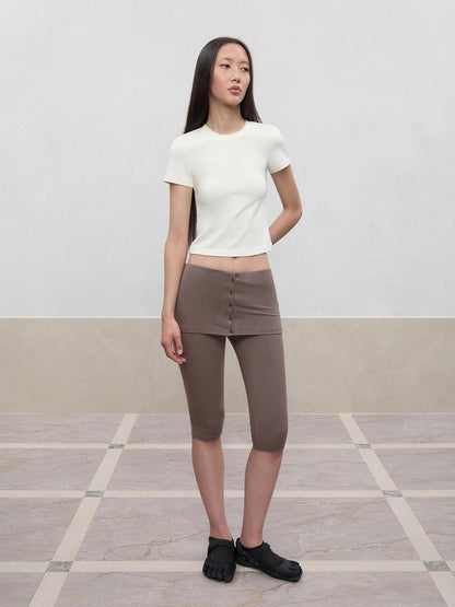 RUN TO THE FUTURE Cooling Modal Casual Slim Fit Crew Neck Short Sleeve Women Crop Tops