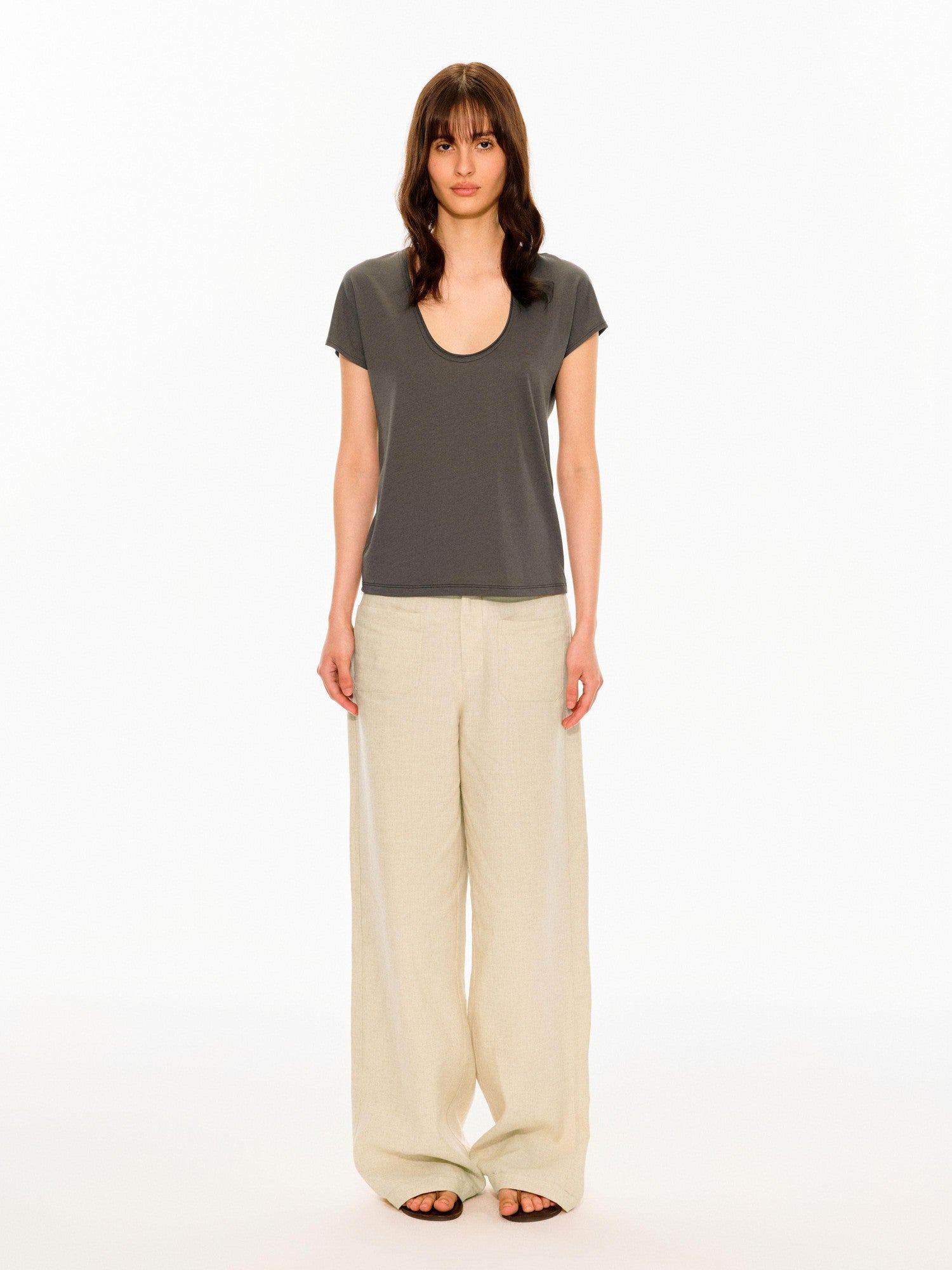 Northbutsouth Multicolor Rolled Hem U Neck Loose Women&
