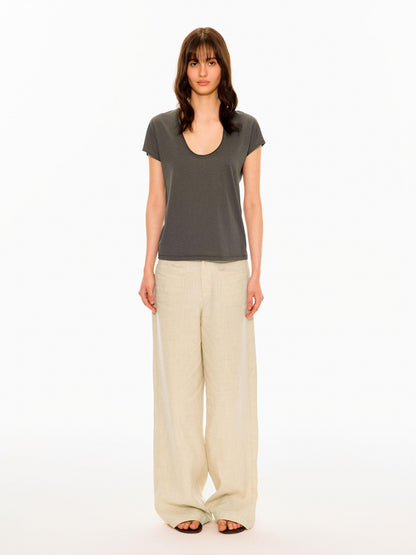 Northbutsouth Multicolor Rolled Hem U Neck Loose Women&
