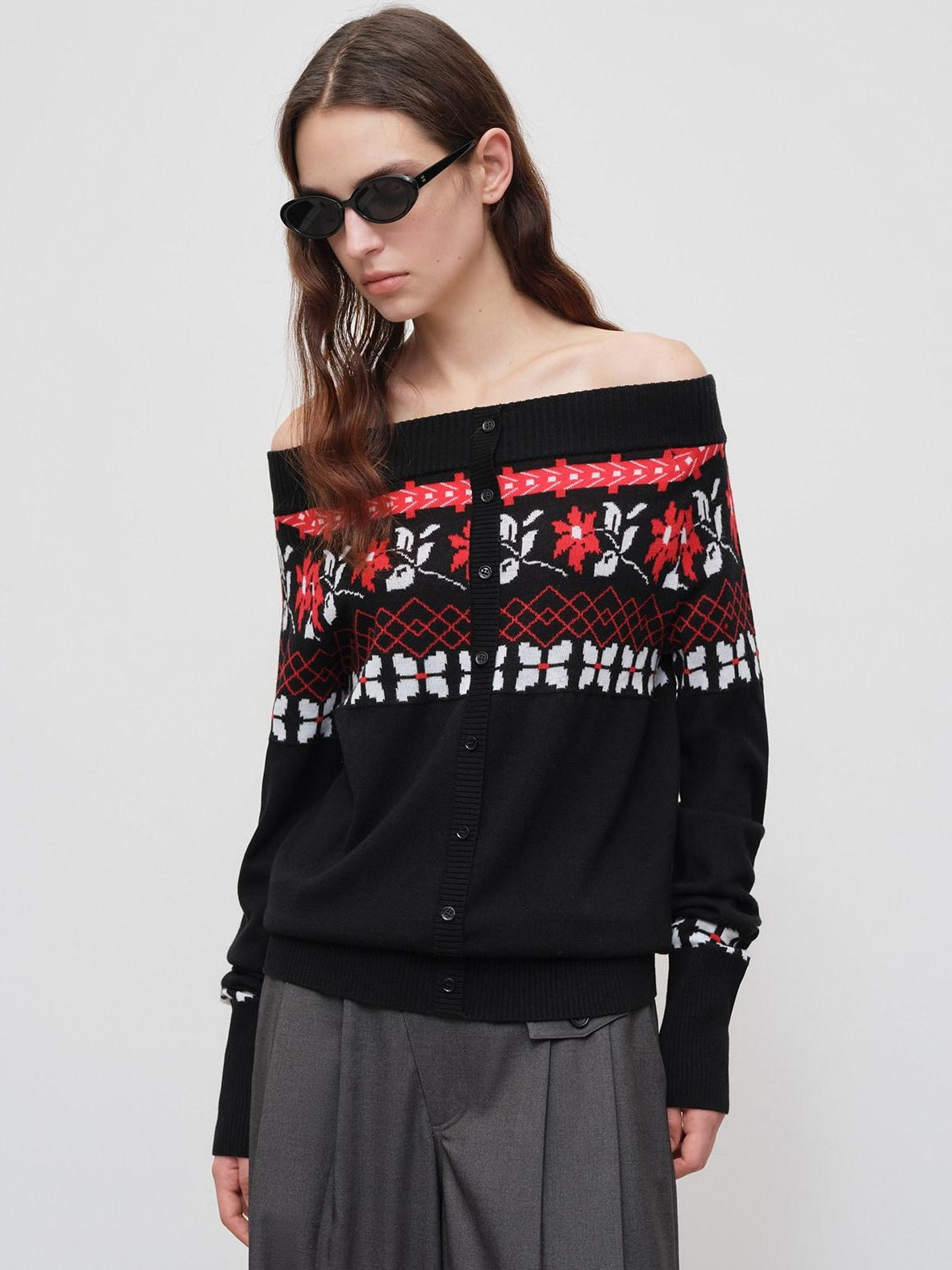 RUN TO THE FUTURE Soft Wool Blend Vintage Loose Pleated Women Knit Pullover Beige Black Sweaters
