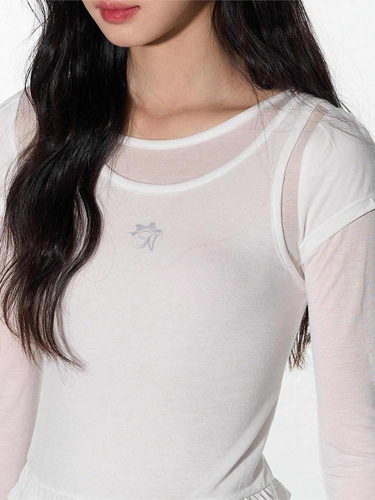 NAPSNAPS Ruffled Sheer Cutout Slim Women&