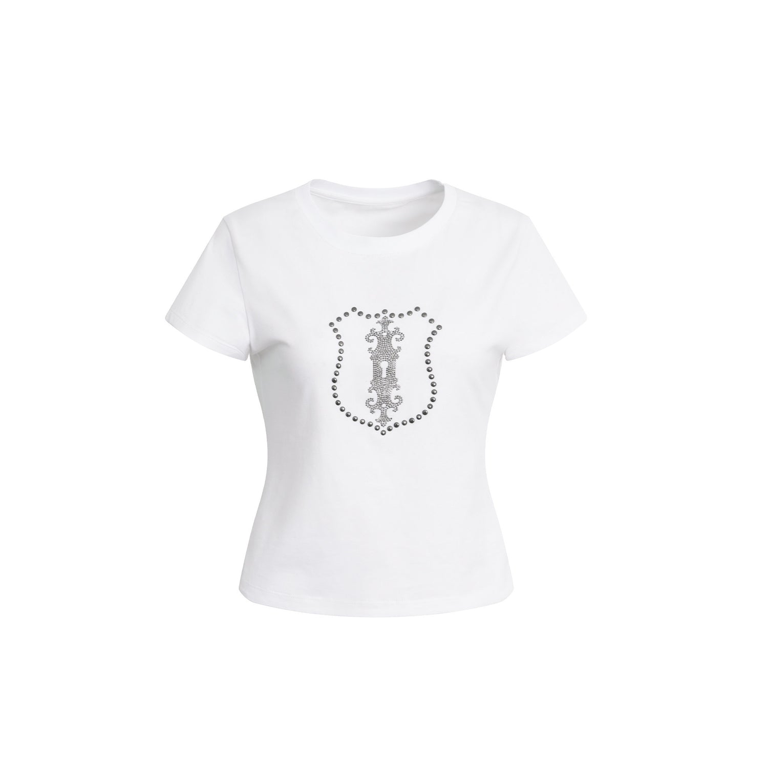 DoublePunch Cropped Hotfix Rhinestone Slim Fit Vintage Women&
