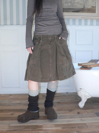 ang project Pleated Washed Distressed Pockets Vintage Women&