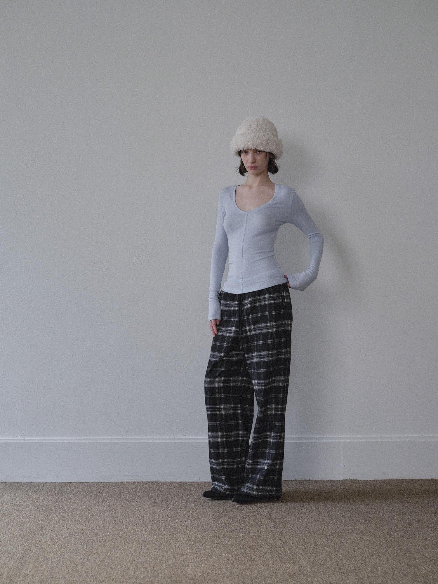 DKZ OFFICIAL Black Plaid Pockets Women&