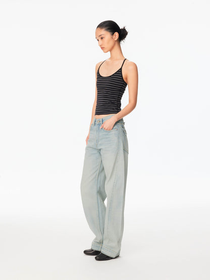 Northbutsouth Light Wash Whisker Cocoon Mid Low Rise Women&