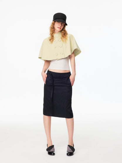 Northbutsouth Mini Cape Double Breasted Small Stand Collar Women&