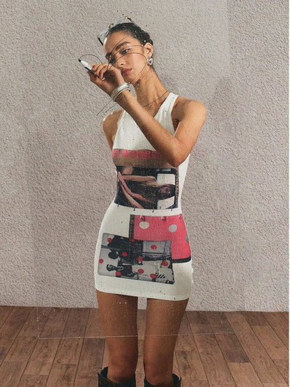 The NeverMore High Waist Cotton Blend Street Style Slim Fitted Citywalk White Mini Dresses