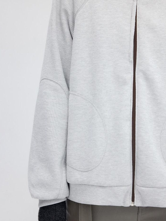 RUN TO THE FUTURE Original Design Loose Zip Collar Light Gray Unisex Poly Cotton Sweatshirts