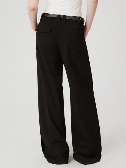 RUN TO THE FUTURE Original Pocketed Low Rise Zip Fly Stretch Black Women Straight Pants