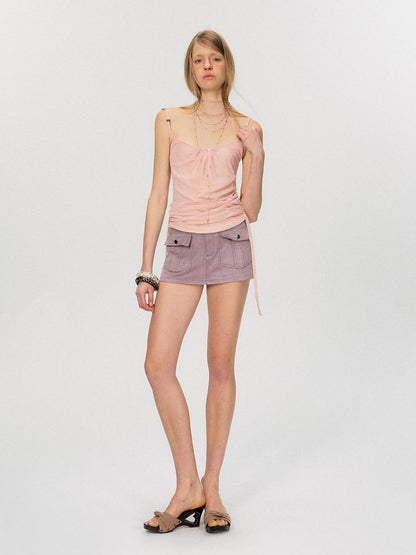 The NeverMore Soft Stretch Slim Fit Spaghetti Strap Short Cinnamon Pink Women Casual Camisoles