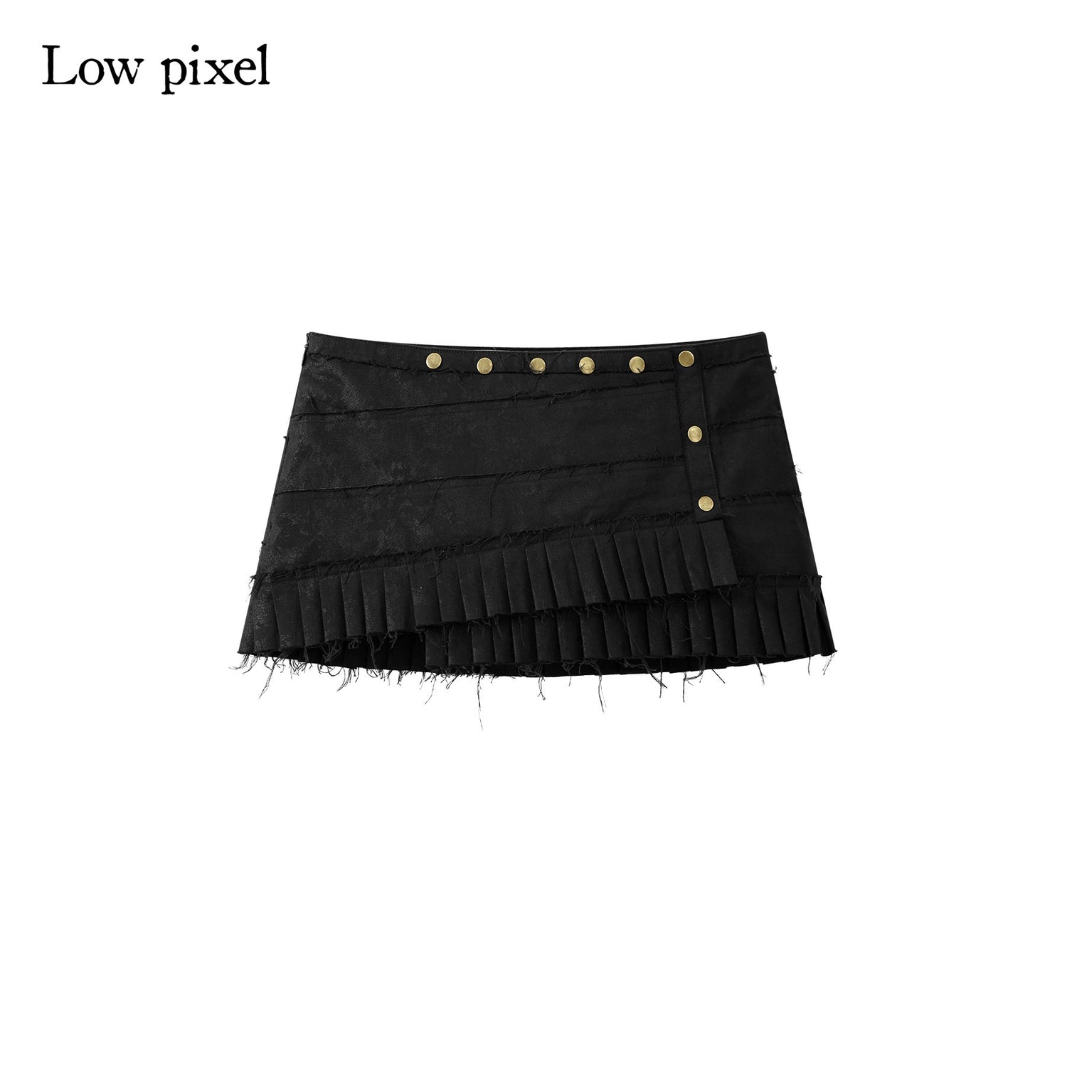 Low_pixel_Pure_Cotton_Pleated_Low_Waist_Distressed_Black_Casual_Mini_Skirts_MISSTT