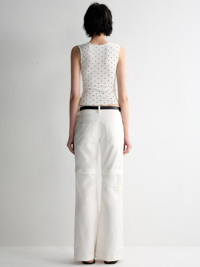 RUN TO THE FUTURE Recycled Fiber Original Micro Flare Low Waist Zip Fly Women Pocketed Chinos