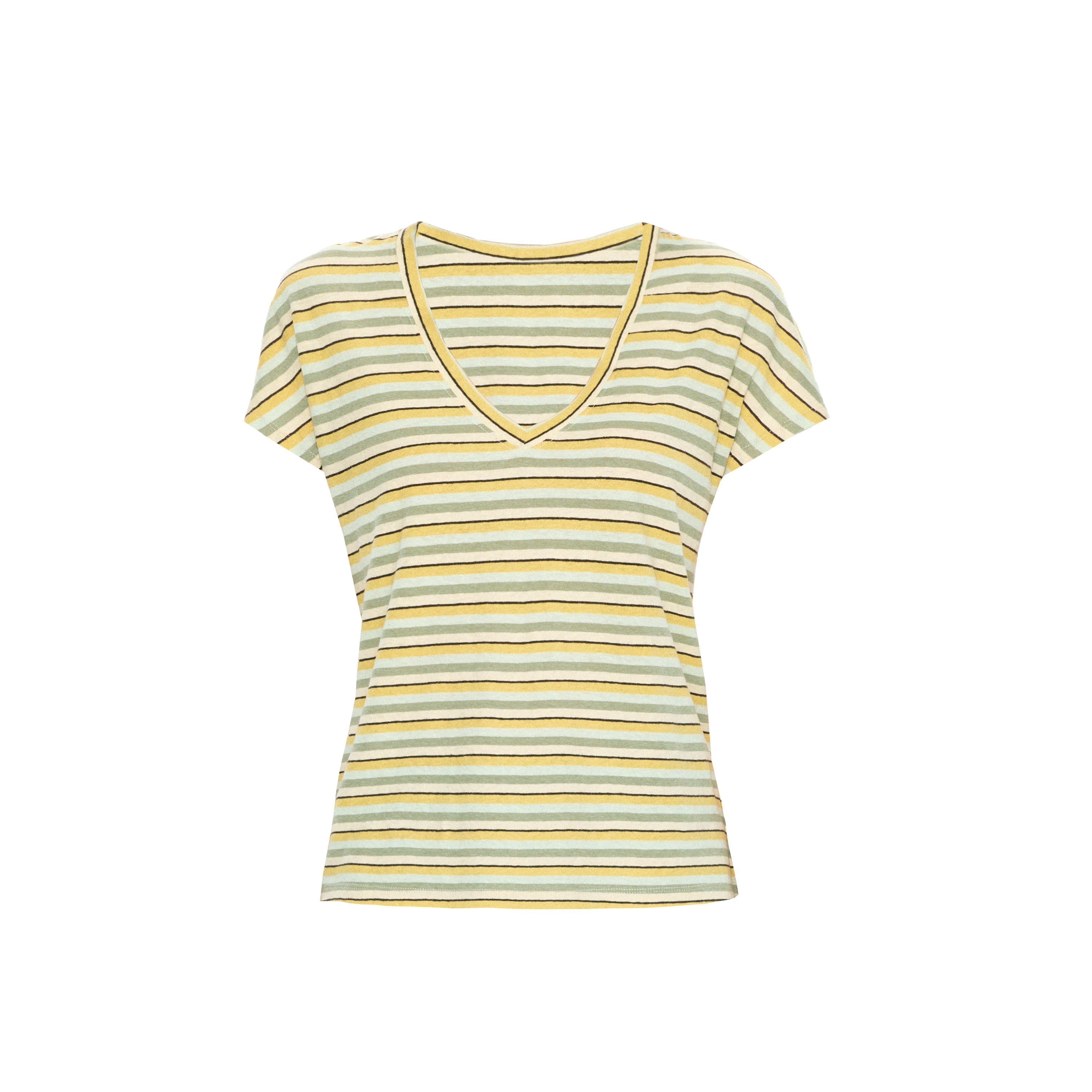 Northbutsouth_Colorful_Striped_V-neck_Frayed_Edge_Women&